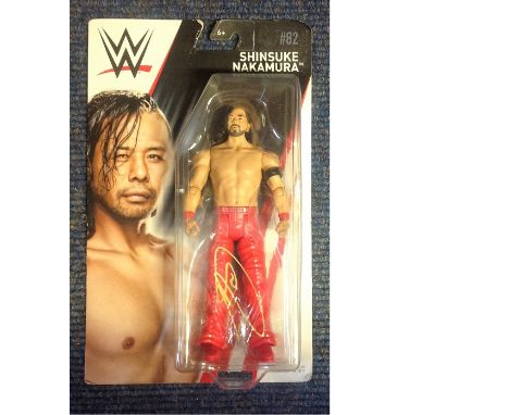 Wrestling WWE Shinsuke Nakamura signed action model in original packaging signed on the front of packaging. Shinsuke Nakamura