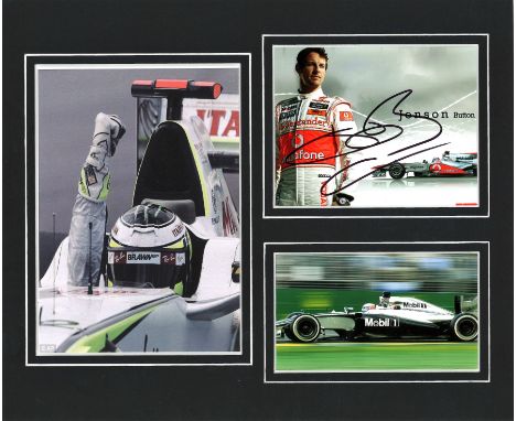 Motor Racing Jenson Button 10x12 mounted signature piece pictured during his time with Mclaren formula one. Jenson Alexander 