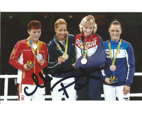 Olympics Mira Potkonen 6x4 signed colour photo, Finnish female boxer who won bronze medal at the Rio 2016 games. Mira Potkone