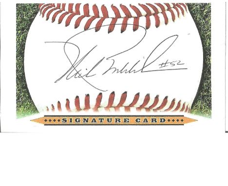 Baseball Mike Boddicker signed 5x3 baseball signature card. He is a former pitcher for the Baltimore Orioles 1983-88) Boston 