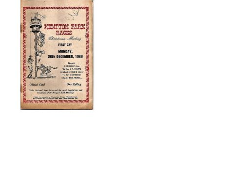 Arkle Last race at Kempton Park Races First Day 26/12/66 race card programme.  A Little wear and tear and pencil annotations 