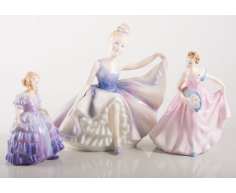 Four Doulton figures and one Worcester figure, (5)