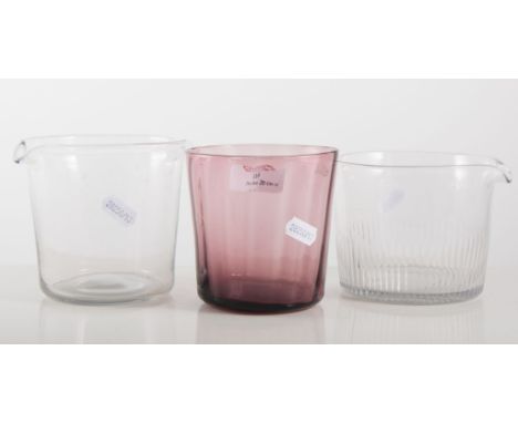 Glass rinser, another, and an amethyst glass beaker, (3).
