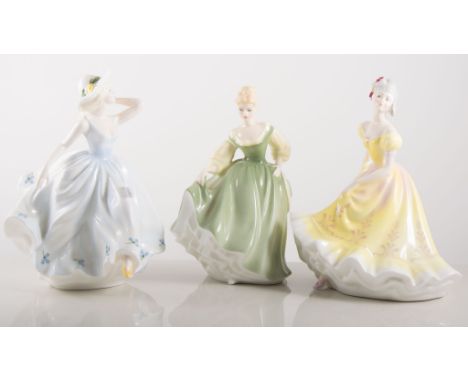 Coalport lady figures, "Debbie", (boxed), "The Ball", Royal Doulton "Heather" No 2956, Royal Doulton "Ninette", HN 2379, Roya