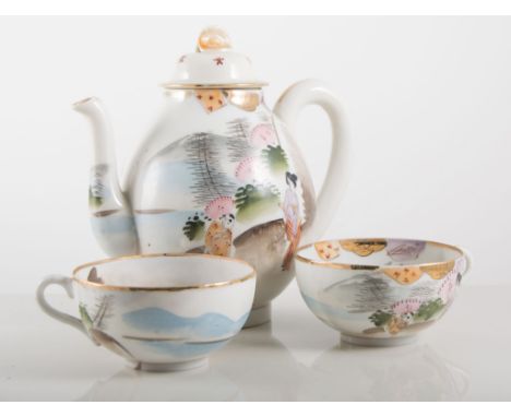 Chinese eggshell tea service, bowl and plate.