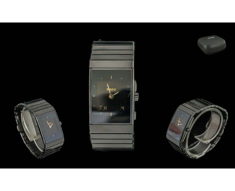 Rado - Diastar Gents Black Ceramic Multi-Functional Quartz Wrist Watch. Model No 196-03-643. Many Features Includes Stop Watc