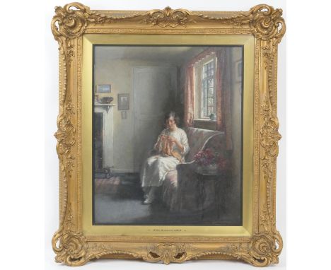 William Kay Blacklock (1872-1922), 'Summer', by the light of the window, signed oil on canvas, 60cm x 50cm 