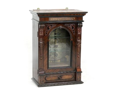 Symphonion walnut cased penny-in-the-slot music box, retailed by Herbert Ellis, Foregate Street, Chester, playing 19'' discs,