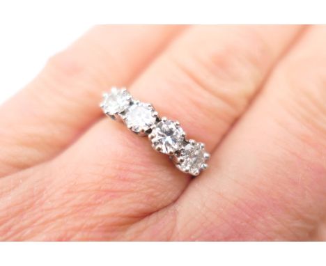 Diamond four stone ring, set with four evenly sized brilliant cut stones of approx. 0.35ct each, estimated as L-M in colour a