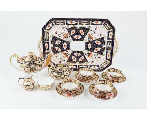 Royal Crown Derby imari composite cabaret set, circa 1900-39, pattern 2451, comprising a canted rectangular serving tray, 48.