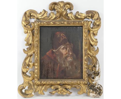 Italian School, Portrait of an elderly gentleman in a red skull cap, thought to be Pope Julius II, oil on canvas, 46cm x 37.5