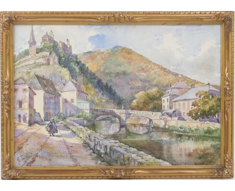 Melanie Germaine M Tailleur (1881-1964),  Vianden Grand Duche Du Luxembourg, watercolour, signed, titled verso, 37cm x 54cm 