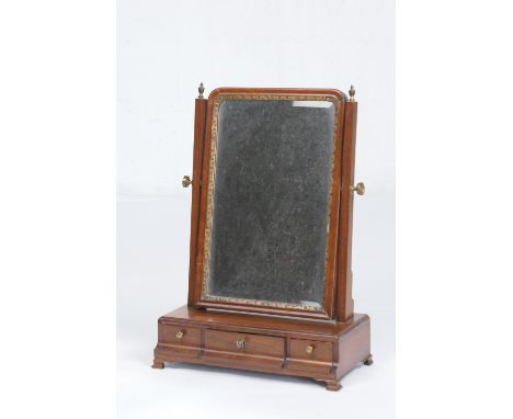 Mahogany and parcel gilt dressing table mirror in Georgian style, having a rectangular bevelled glass plate over a base fitte