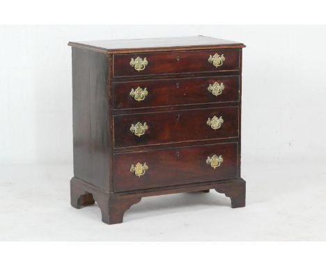 Early George III mahogany small chest of drawers, circa 1760, fitted with four graduating drawers with brass swan neck handle