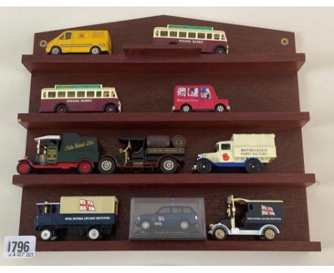 Shelf of ten advertising lorries &amp; vans