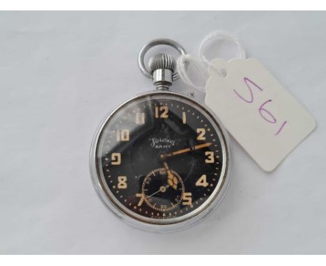 A gents black faced pocket watch "services army" with seconds sweep WO 