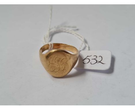 18CT GOLD SIGNET RING SIZE R 10g