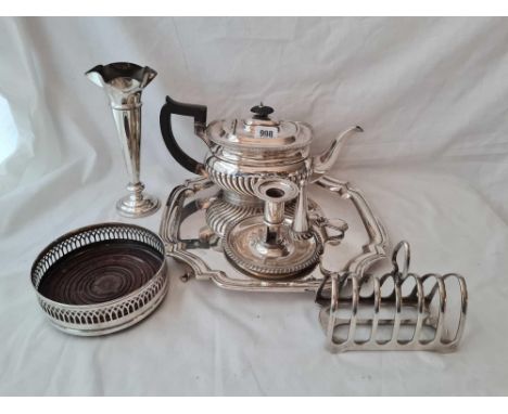 A plain Georgian style salver a teapot etc. 