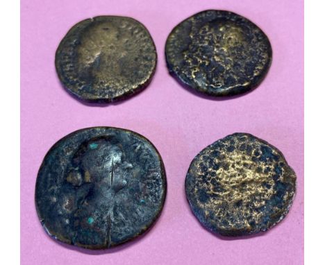 Four Roman sestertius