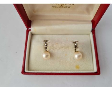 A pair of pearl set earrings boxed 9ct 