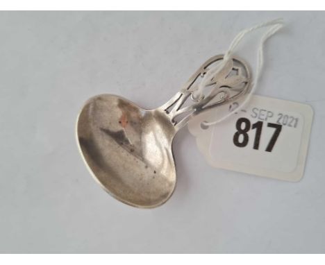 A caddy spoon with oval bowl and flower head - Sheffield 1947 by D.N.H