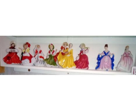 Shelf of Royal Doulton miniature figures (10)