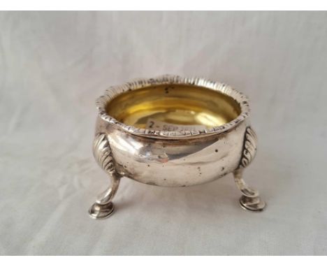 A George III salt on three pad feet, gilt interior - London 1763 by R &amp; D Hennell - 71 g.