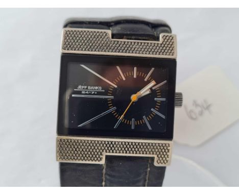 A black dial Jeff Banks wrist watch with seconds sweep WO 