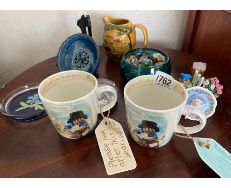 A pair of Paddingon Bear spode tankards &amp; other items