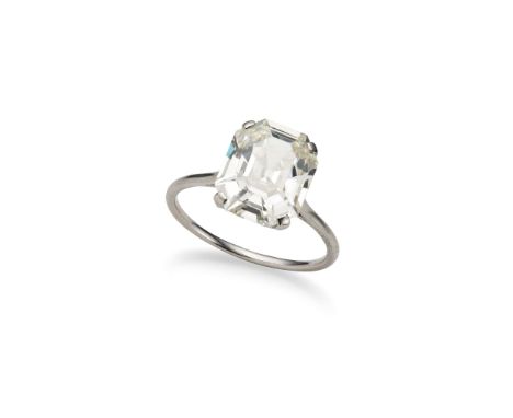  Cartier: A 5.08 carat diamond single-stone ring circa 1925 Set with a cut cornered, step-cut diamond, weighing 5.08 carats, 