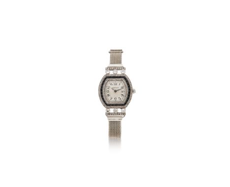  Cartier: An Art Deco onyx and diamond cocktail watch Case No. 1532/5418/6133, circa 1915-1920 Mechanical hand-wound 18 jewel