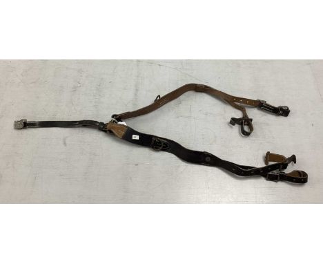 WW2 German Army leather 'Y' straps.Due to the nature of these items we politely remind buyers of the need to satisfy themselv