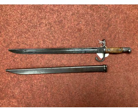 WWII Imperial Japanese ArisakeType Bayonet and Scabbard, bayonet manufacturer mark represents Kokura Arsenal.