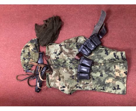 Style of Props From The Film 'A Bridge Too Far' Amoeba Pattern SS Style Camouflage Smock and Helmet Cover, plus K98 ammunitio