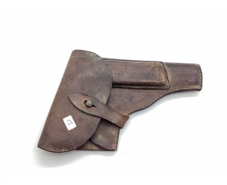 WW2 German Army P35 Radom Pistol Leather Holster, marked inside the flap 'bnz' 1943(?) P35 and small eagle acceptance stamp.D