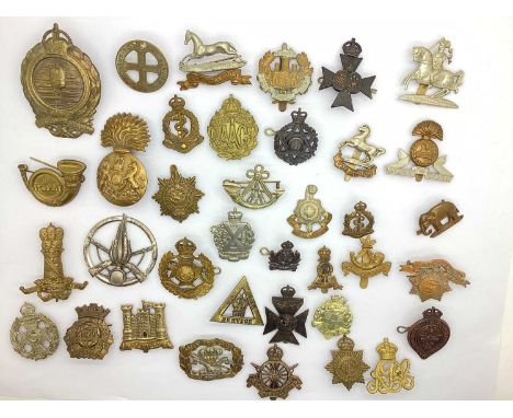Selection of British Army and Other Nations Cap Badges, including Kings Regiment, Army Cyclist Corps, and Essex Regiment (som