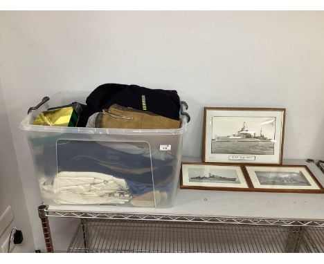 Various Items of Royal Navy Uniform, as issued to Naval Rating E. W South, also Manual of Seamanship's 1937 book, various rai