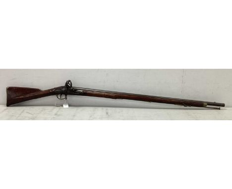 British India Pattern Circa 1810 'Brown Bess' Flintlock Musket, marked 'Tower' with 'GR' crown device and other proofs, actio
