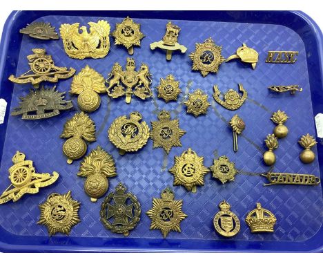 British Army &amp; Commonwealth cap badges including Rifle Brigade, Royal Artillery and Royal Engineers, also rank, unit and 