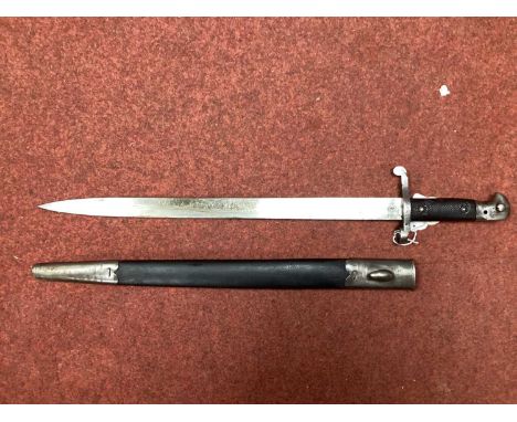 British Martini-Henry Bayonet and Scabbard, bayonet manufacturer 'Wilkinson Sword Company, London', with military broad arrow