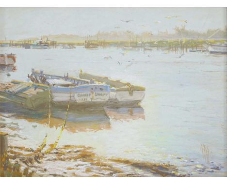 ▲ Margaret Glass (b.1950) 'Morning Light, Southwold'oil pastel30 x 39.5cmProvenance: With the City Gallery, London.Condition 