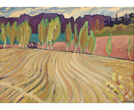 Viktor Templin (1920-1994) The autumn fieldsigned in Cyrillic l.r., oil on board42 x 58cmCondition ReportFramed: 54.5x 70.5cm