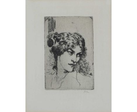 ▲ Augustus John OM RA (1878-1961) Girl’s Head, 1919 (Campbell Dodgson 135)etching, signed 'John' in pencil l.r., final state 