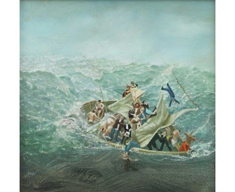 ▲ David Eustace (1950-2021)  'Ship of Fools (Sinking)' signed 'Eustace' l.l., inscribed with title verso, oil and acrylic on 