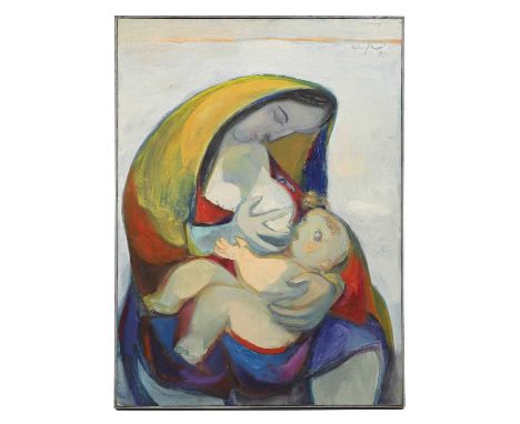 Maiis Olisher Agabekov (Azerbaijan, b.1941) Nursing Madonna signed and dated '89' u.r., also signed and inscribed in Cyrillic