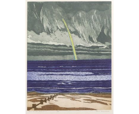 ▲ John Brunsdon (1933-2014) 'Storm at Sea, Southwold' etching and aquatint in colours, signed 'John Brunsdon' in pencil l.r.,