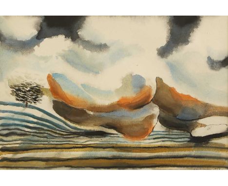 ▲ Michael Cullimore (1936-2021) 'Nude in a Landscape VI'signed and dated 'Cullimore 1987' l.r., watercolour, brush and ink 38
