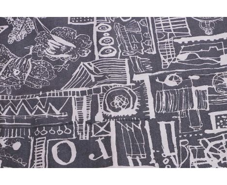 Sir Eduardo Paolozzi RA (1924-2005) 'Portobello'a sample length of cotton furnishing fabric in grey, c.1957-58, produced by H