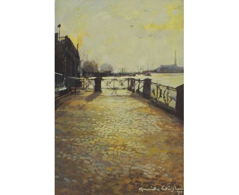 ▲ Grenville Cottingham (1943-2007) 'Riverside Walk at Sunset, Greenwich'signed and dated 'Grenville Cottingham/79' l.r., also