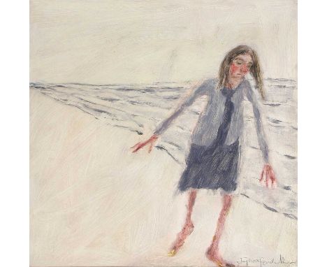 Ja... Fen... (20th century) Woman in a blue dress indistinctly signed 'Ja... Fen...' l.r., oil on board28.5 x 28.5cmProvenanc
